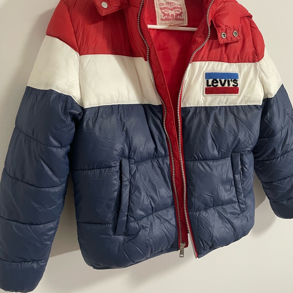 Levi's Red White Blue Boys Large Puffer Jacket - Picture 3 of 15
